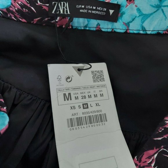 Zara Blue Floral Ruffled Mini Skirt - Picture 6 of 9